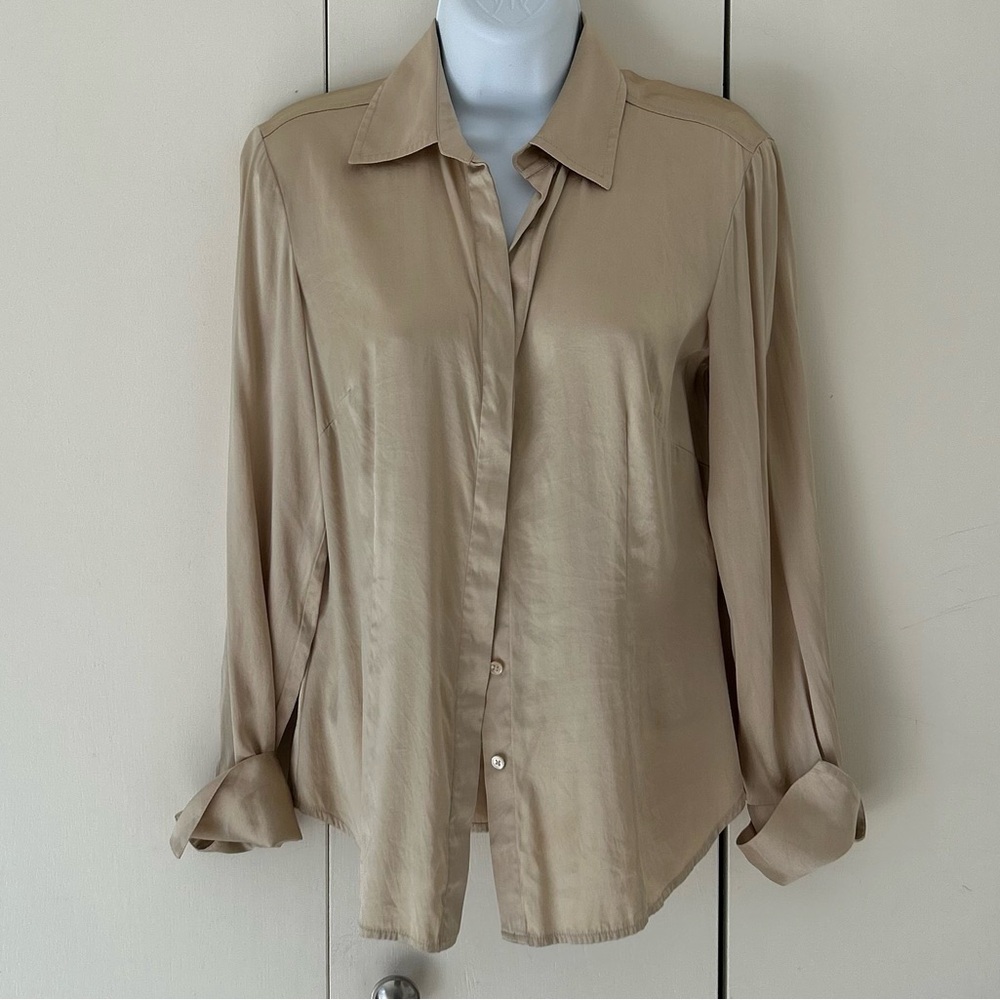 Ann Taylor silk button front blouse 4